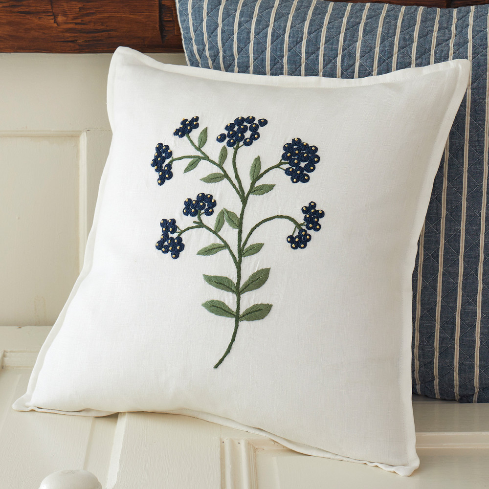 CRAFT & FORGE "Elderberries" Embroidered Pillow by Taylor Linens | The Shops at Colonial Williamsburg