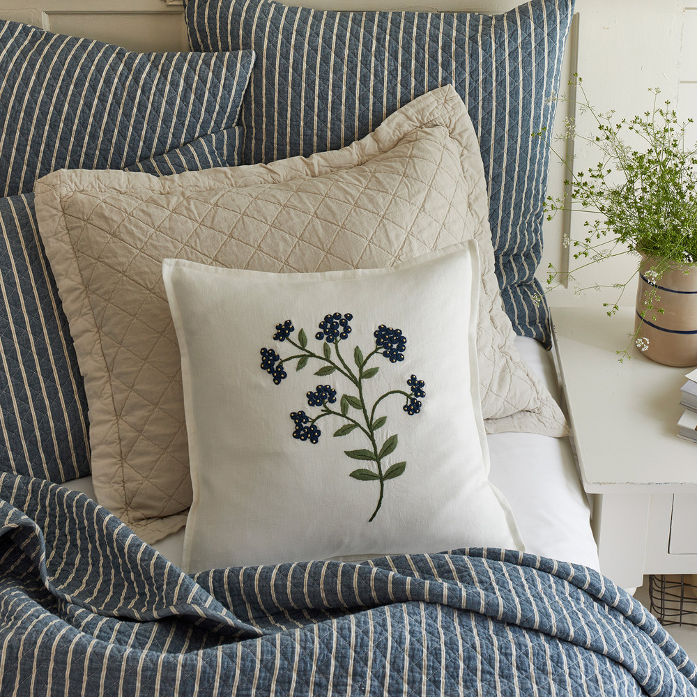 CRAFT & FORGE "Elderberries" Embroidered Pillow by Taylor Linens | The Shops at Colonial Williamsburg