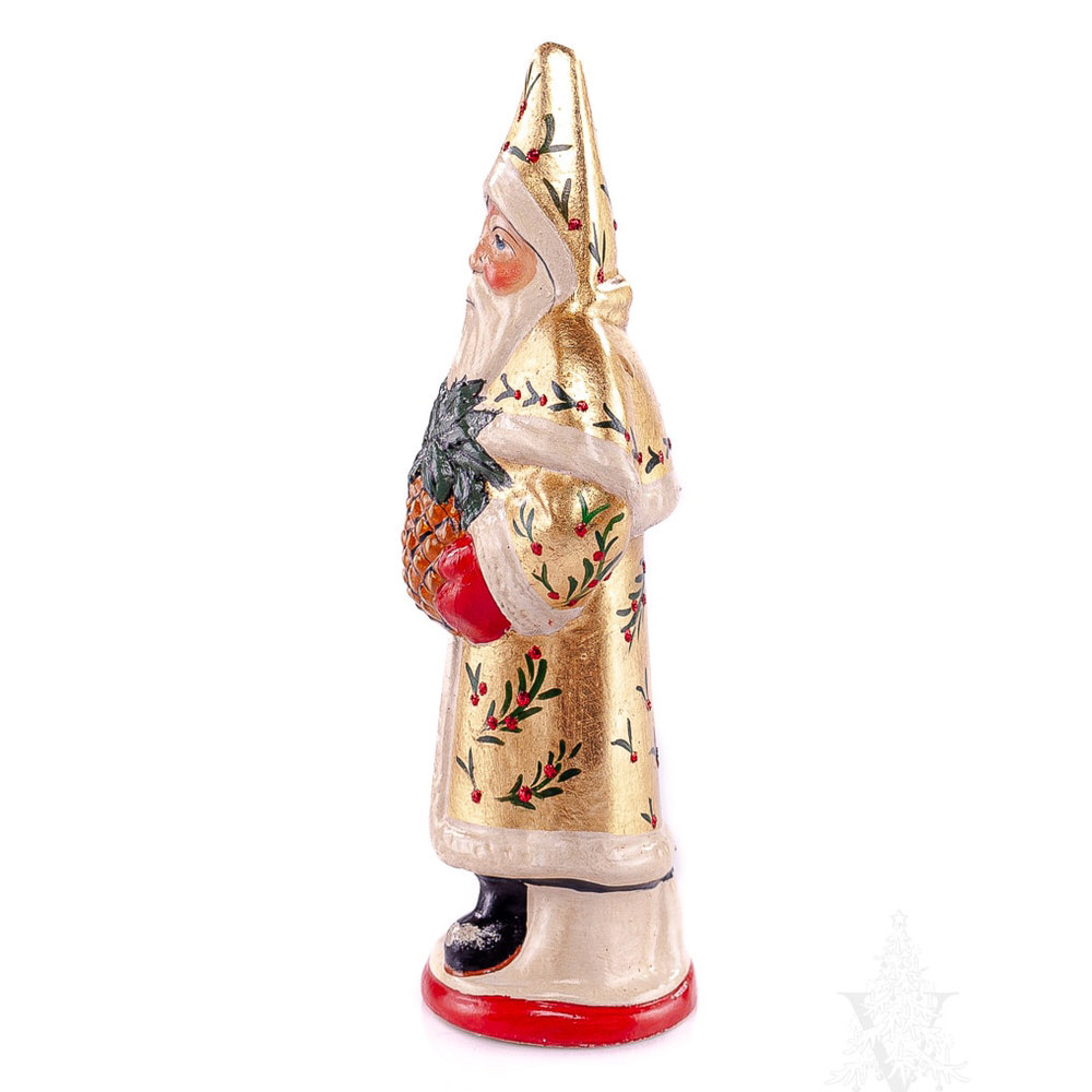 Vaillancourt Chalkware Red Santa with Basket & Trees