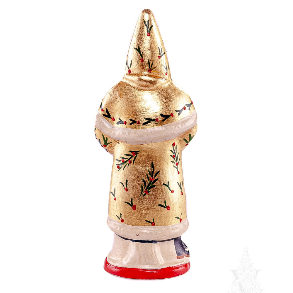 Vaillancourt Chalkware Gold Santa with Pineapple