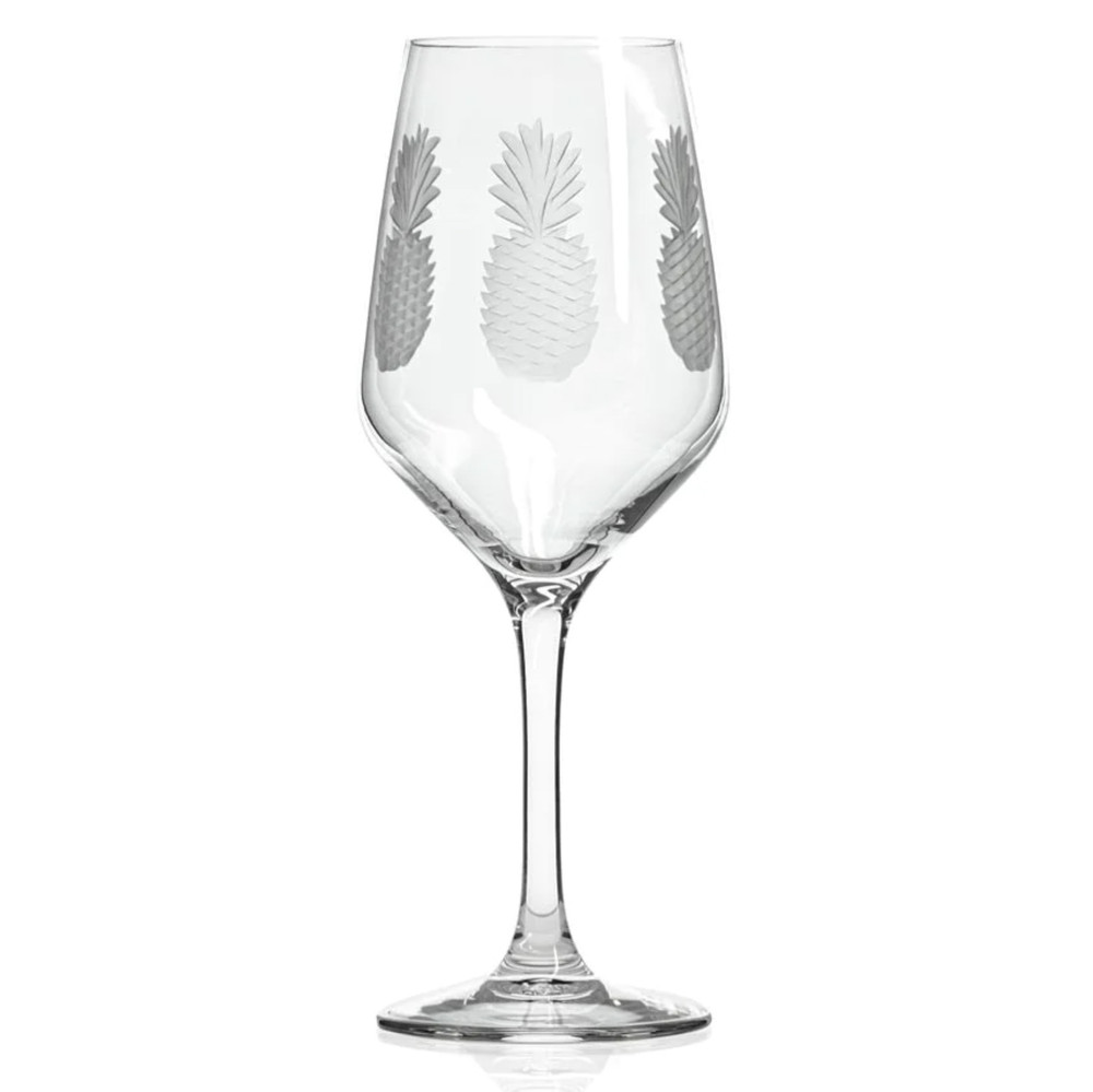 Fresh Pineapple Etched Wine Glass 10.75 Oz | The Shops at Colonial Williamsburg