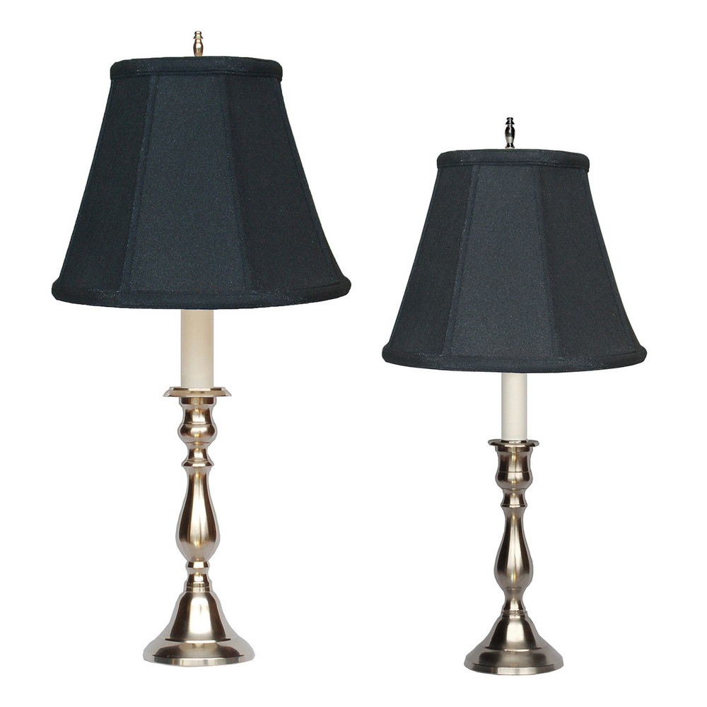 Pewter Candlestick Lamp with Black Shade | The Shops at Colonial Williamsburg