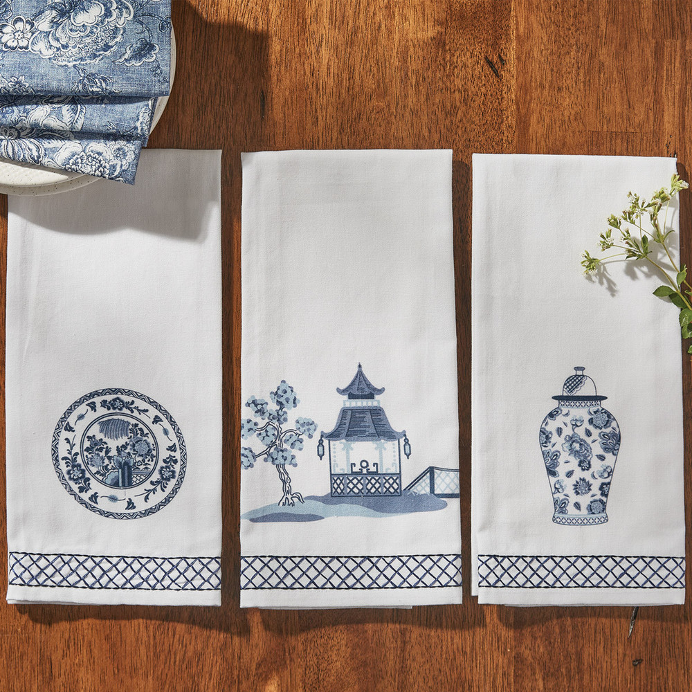 Williamsburg Chinoiserie Pagoda Kitchen Towel - Thumbnail 3