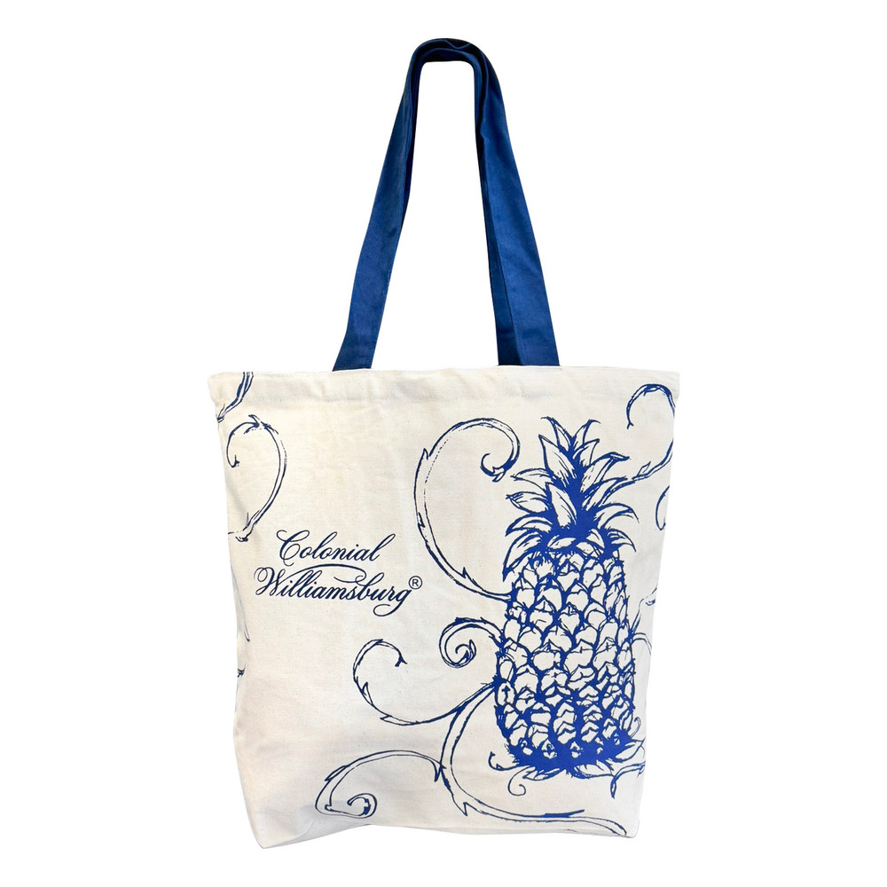 Colonial Williamsburg Blue Pineapple Canvas Tote Bag | The Shops at Colonial Williamsburg