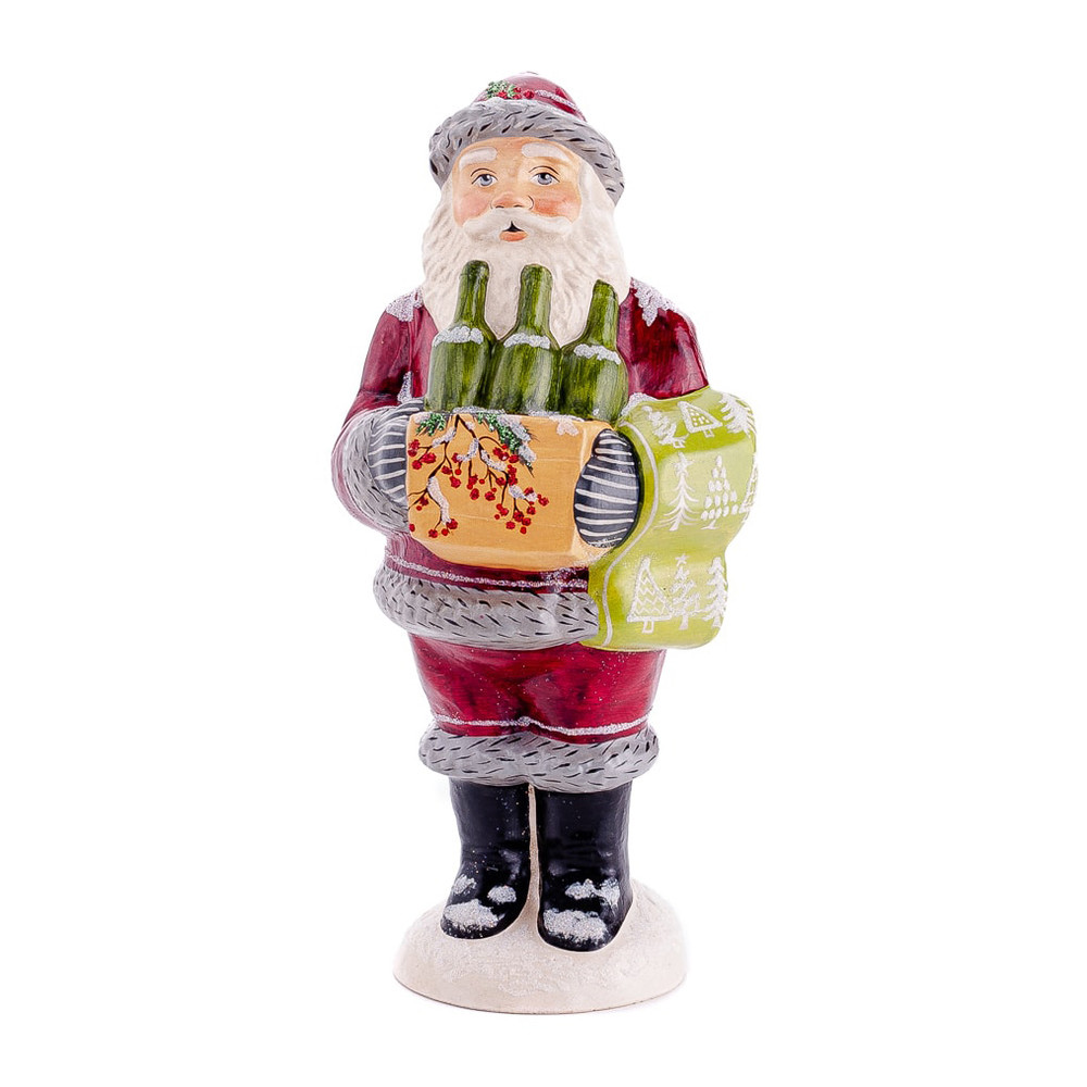 Vaillancourt Chalkware Burgundy Wine Santa | The Shops at Colonial Williamsburg