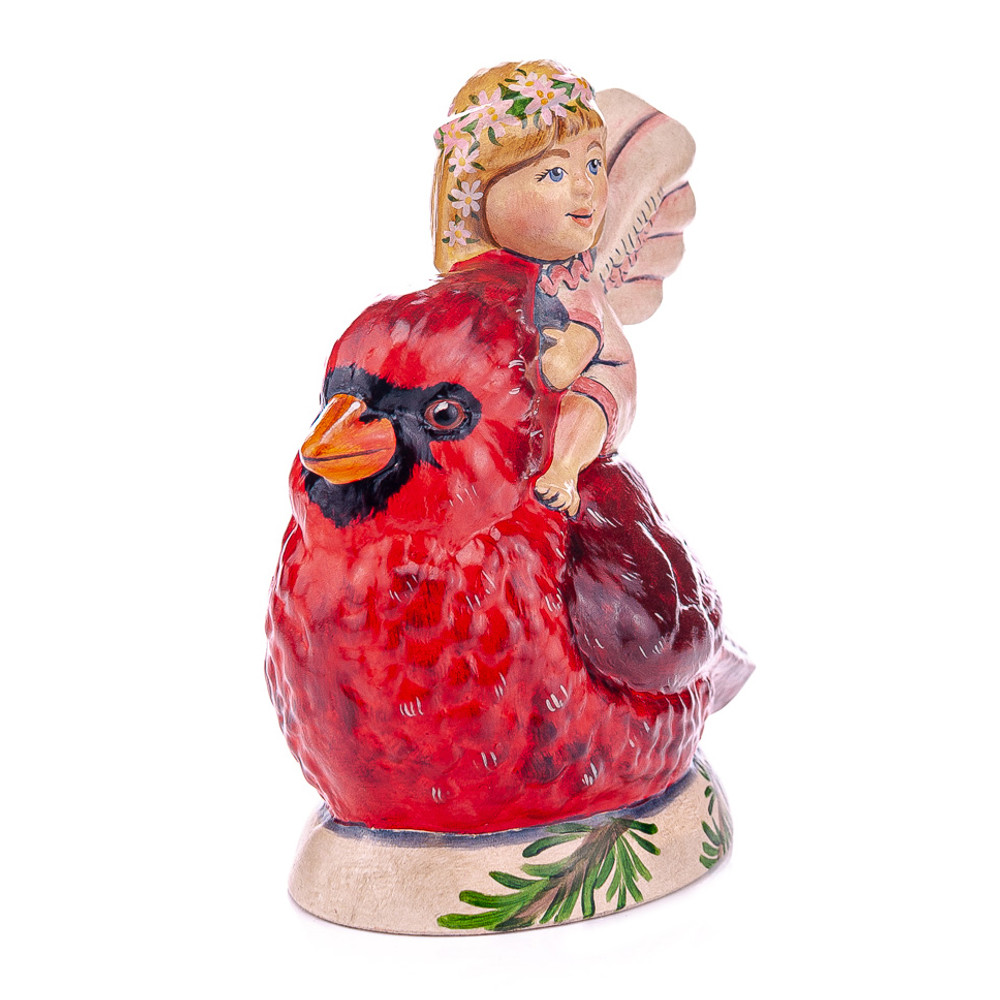 Vaillancourt Chalkware Angel Taking Flight on Cardinal | The Shops at Colonial Williamsburg