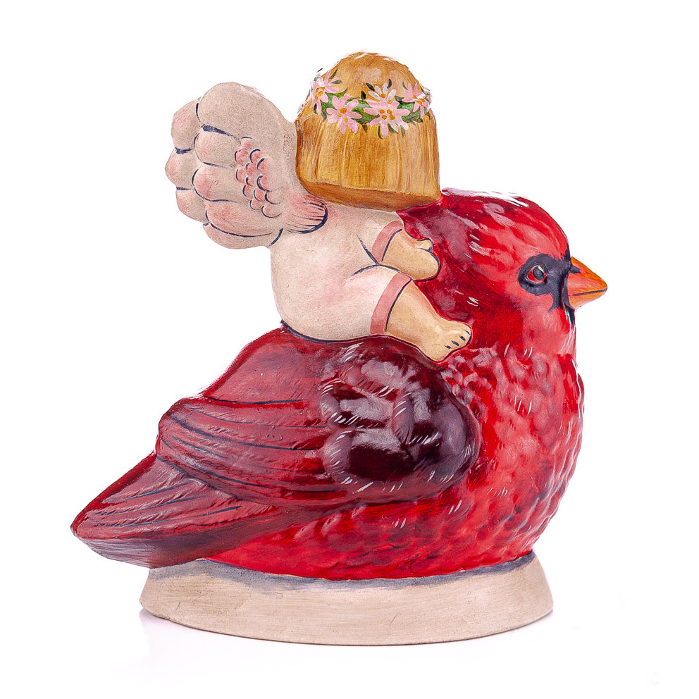 Vaillancourt Chalkware Angel Taking Flight on Cardinal | The Shops at Colonial Williamsburg