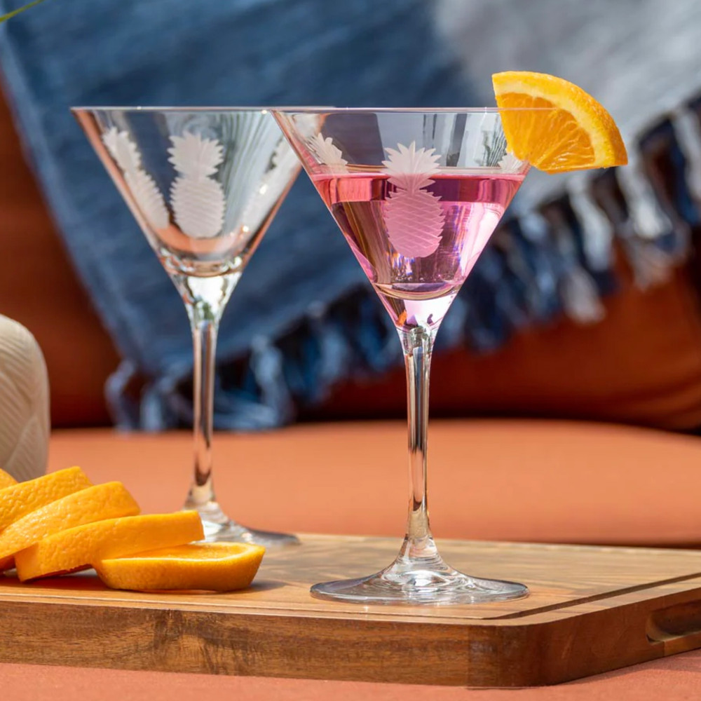 Fresh Pineapple Etched Martini Glass 10 Oz | The Shops at Colonial Williamsburg