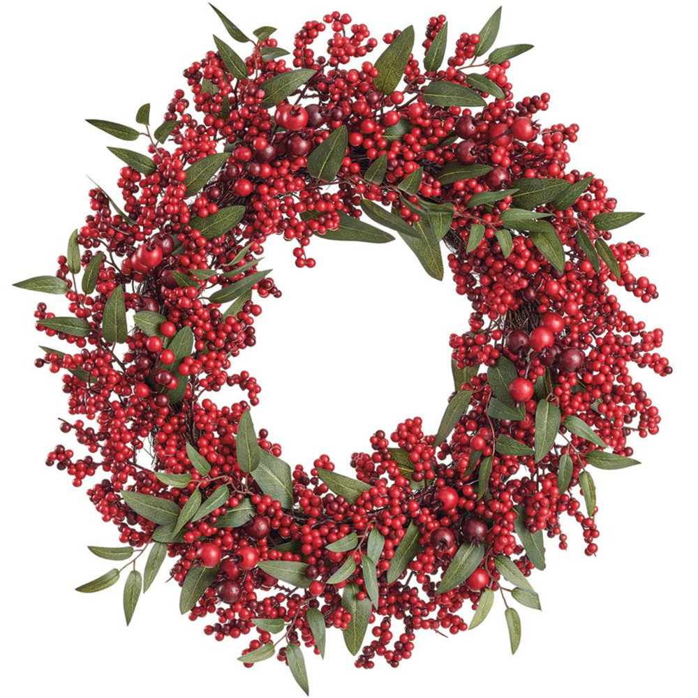 Red Berries and Rosehip Leaves Christmas Wreath 24" | The Shops at Colonial Williamsburg