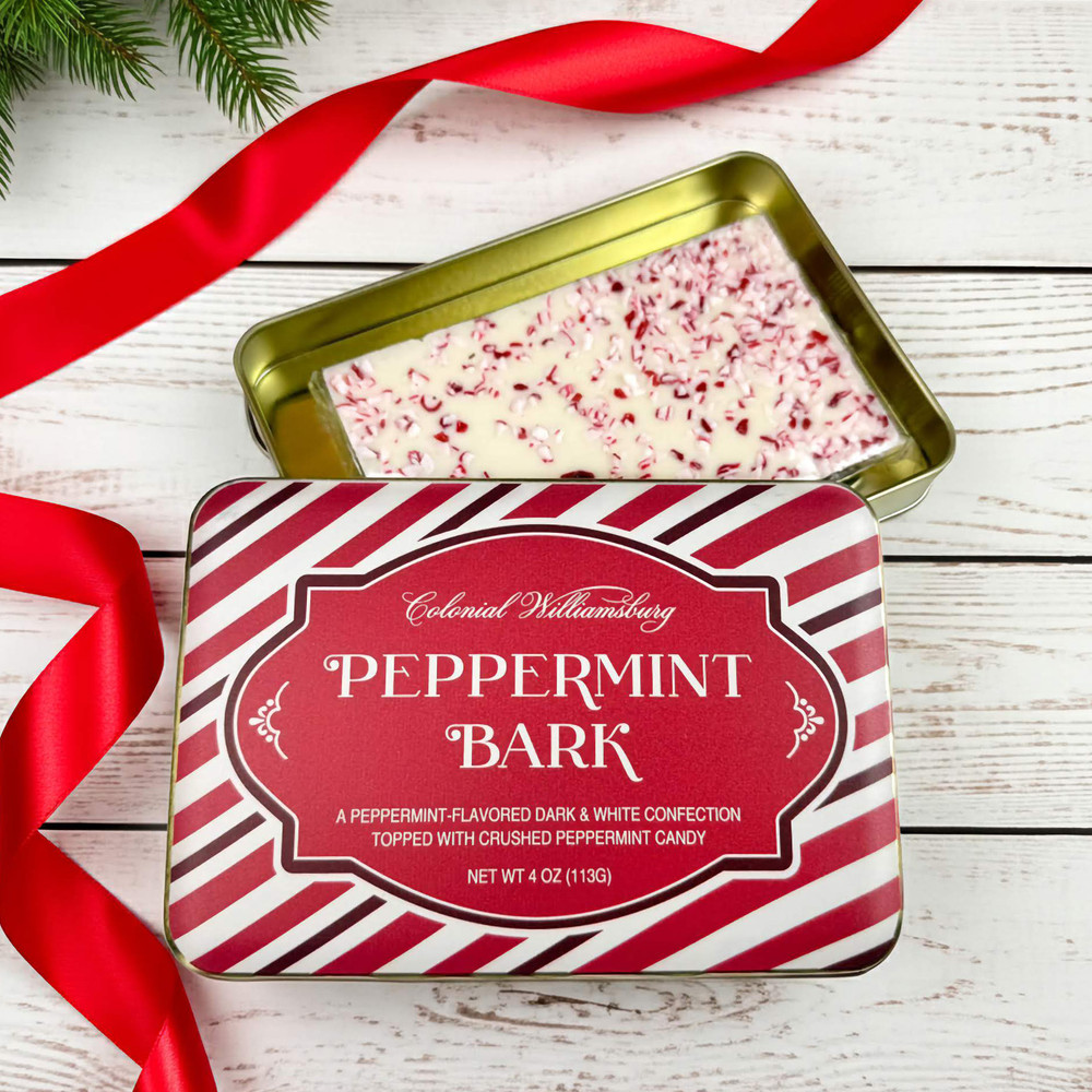 Colonial Williamsburg Peppermint Bark Holiday Gift Tin | The Shops at Colonial Williamsburg