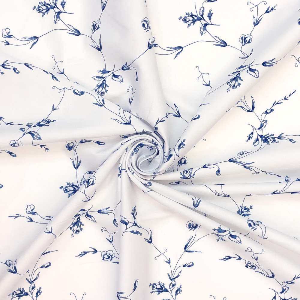 Moody Floral Vine Blue Reproduction Fabric