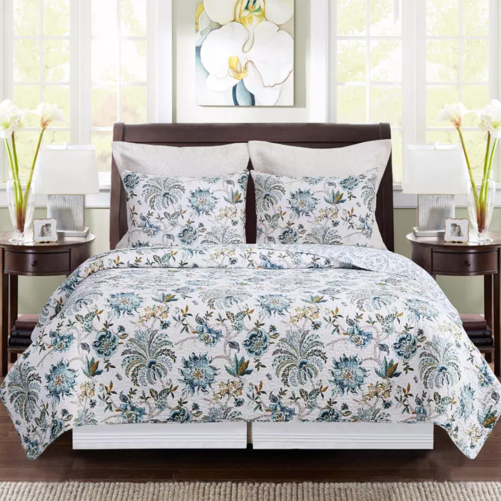 WILLIAMSBURG Braganza Teal Blue Quilt Set | The Shops at Colonial Williamsburg