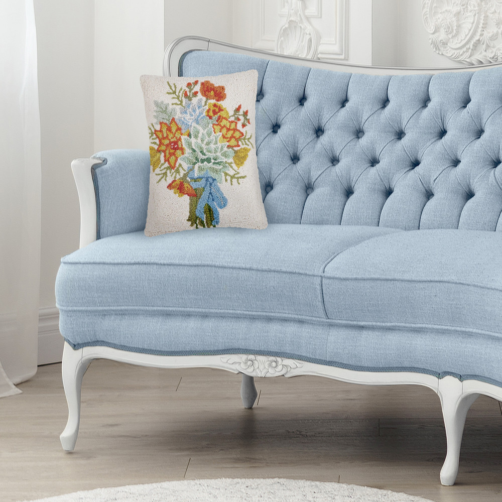 Succulent Bouquet Hooked Wool Pillow 18" | The Shops at Colonial Williamsburg