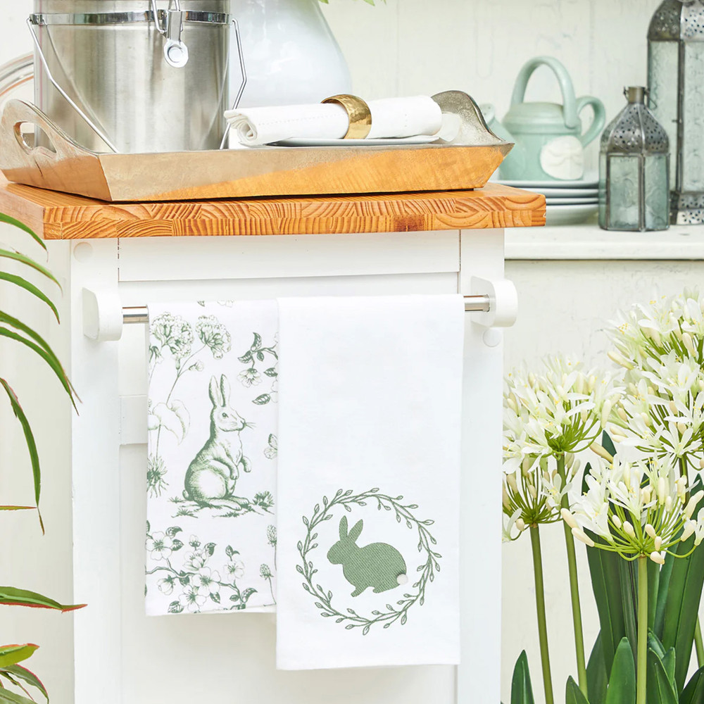 Williamsburg Bunny Toile Kitchen Towel - Thumbnail 2