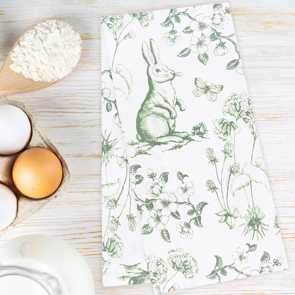 Williamsburg Bunny Toile Kitchen Towel
