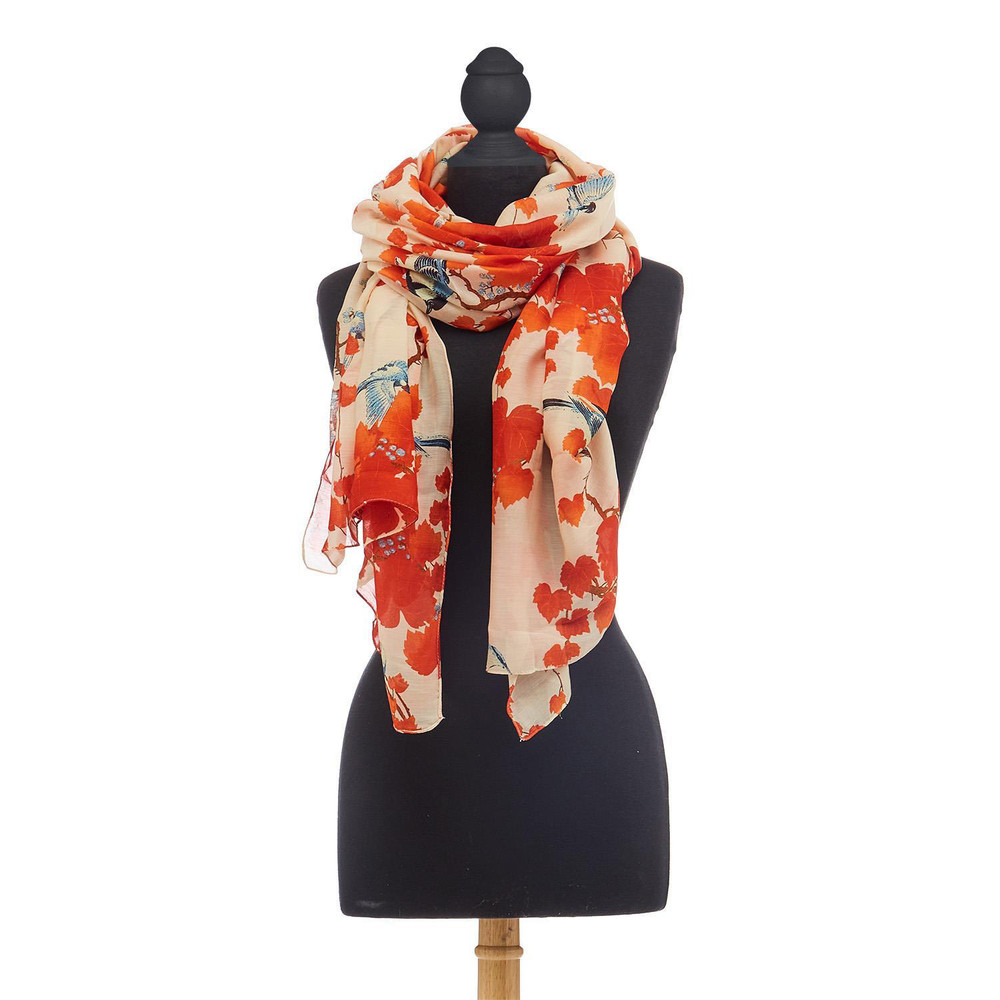Red Blossom Branch Viscose & Modal Scarf | The Shops at Colonial Williamsburg