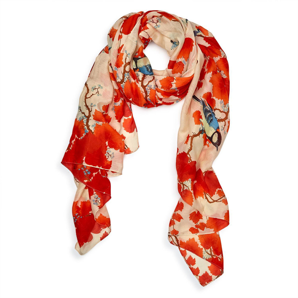 Red Blossom Branch Viscose & Modal Scarf | The Shops at Colonial Williamsburg