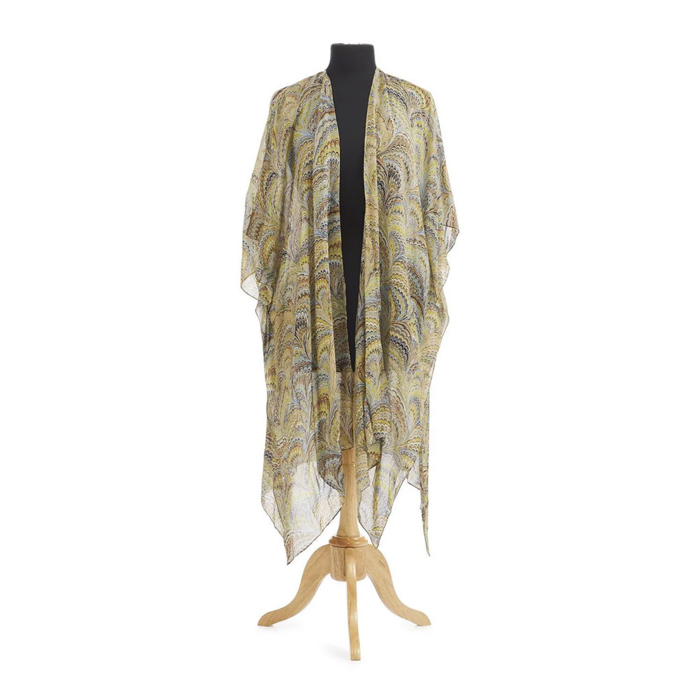 Marbled Green Viscose & Modal Kimono | The Shops at Colonial Williamsburg