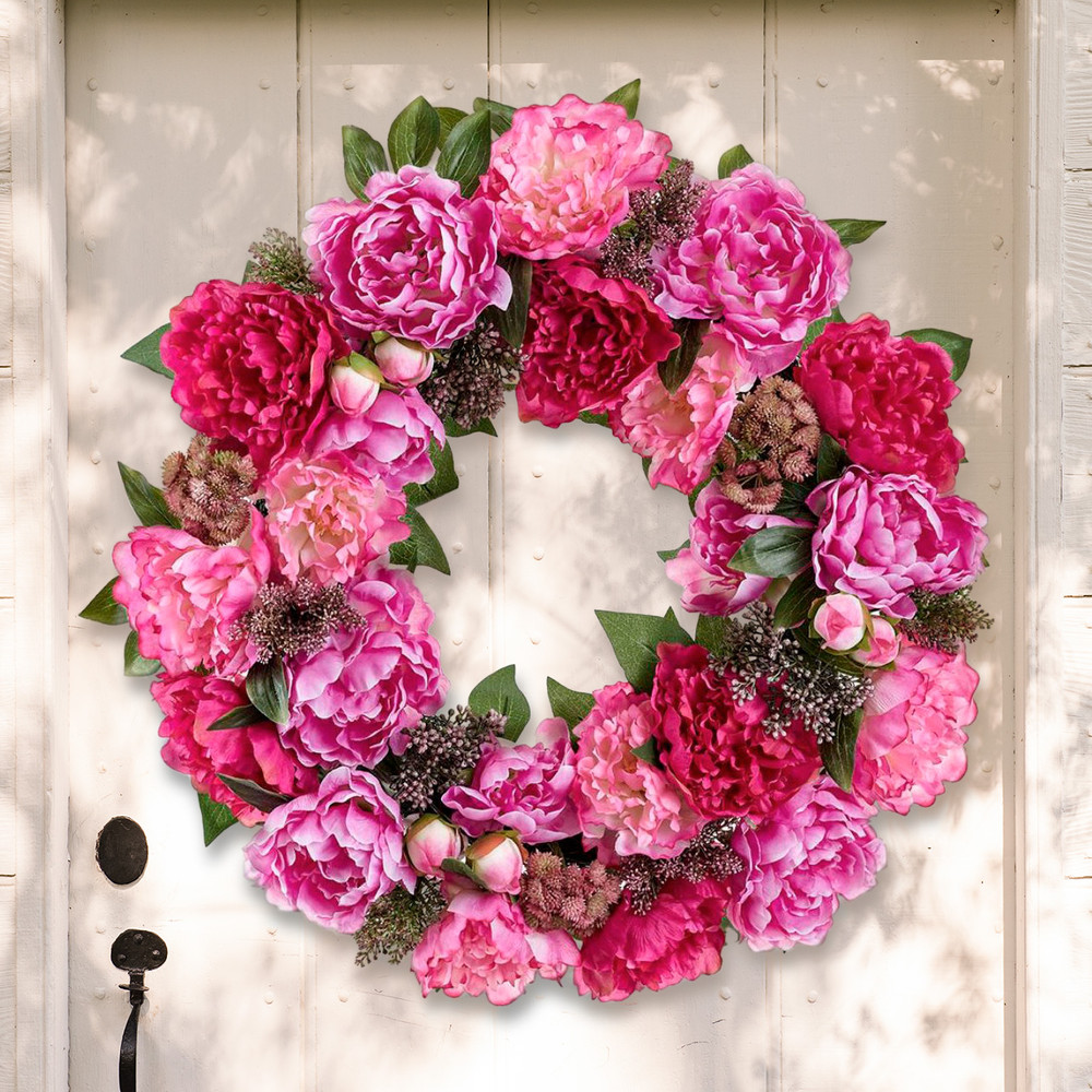 Pink Peony & Sedum Wreath 26