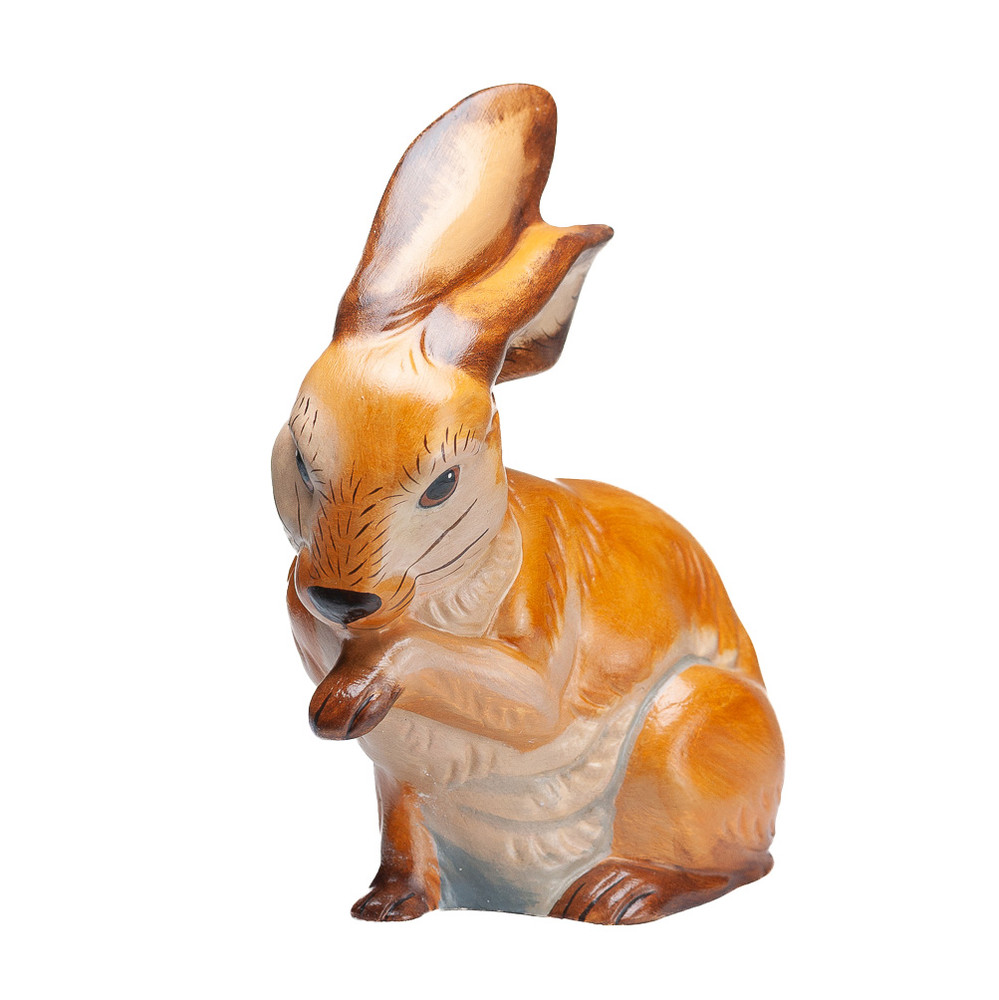 Vaillancourt Chalkware Dutch Rabbit Pushing Egg Cart