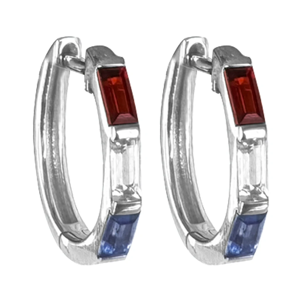 Sterling Silver Patriotic Gemstone Hoop Earrings | The Shops at Colonial Williamsburg