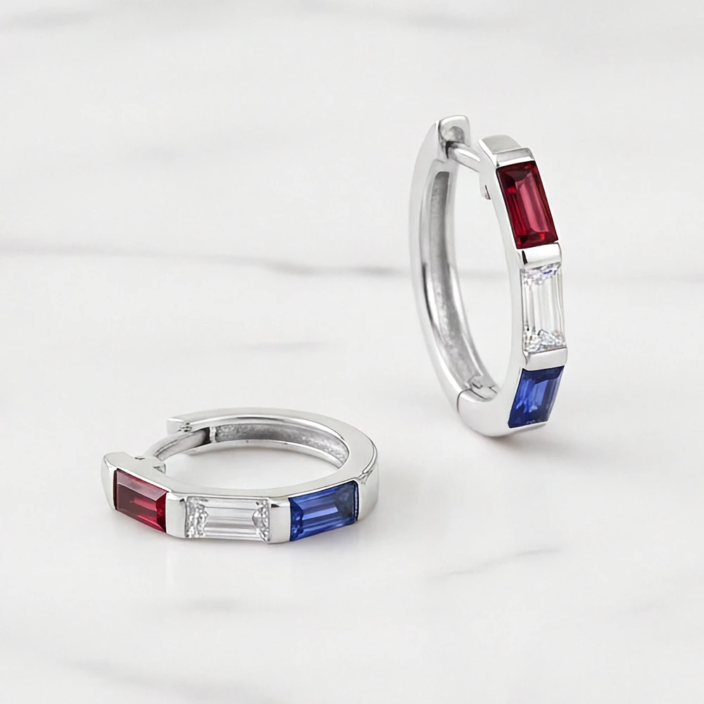 Sterling Silver Patriotic Gemstone Hoop Earrings | The Shops at Colonial Williamsburg