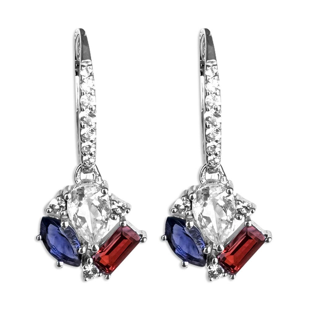 Sterling Silver Patriotic Gemstone Cluster Earrings | The Shops at Colonial Williamsburg