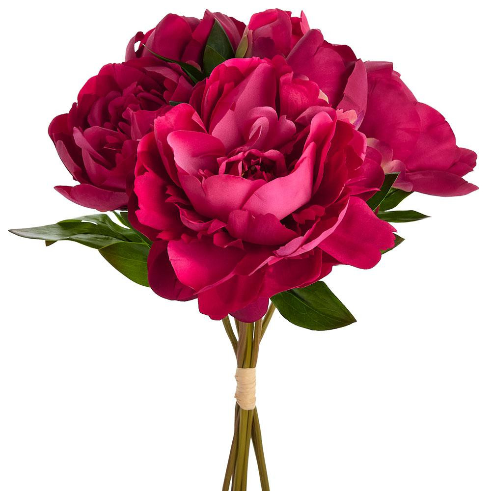 Real Touch Red Peony Flowers Bundle 14