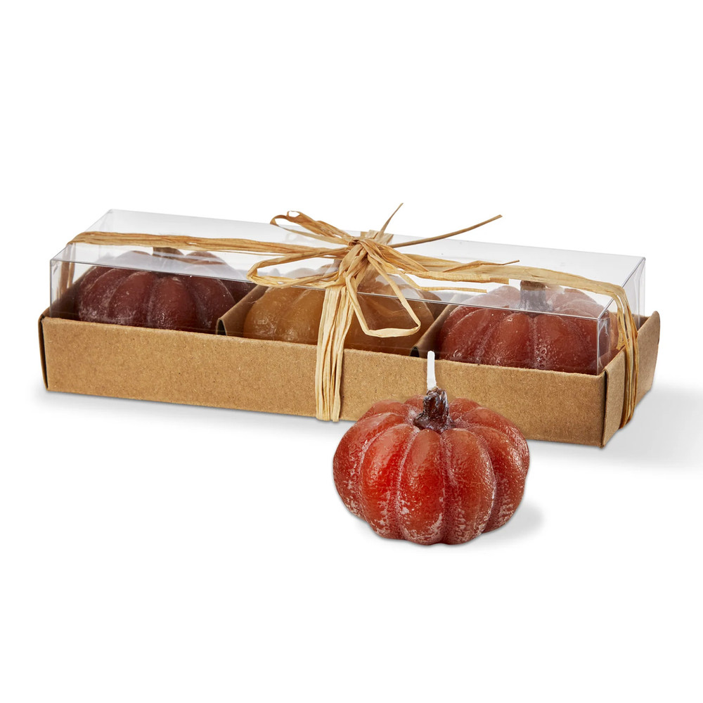 Orange Pumpkin Wax Tealight Candles, Set of 3 | The Shops at Colonial Williamsburg