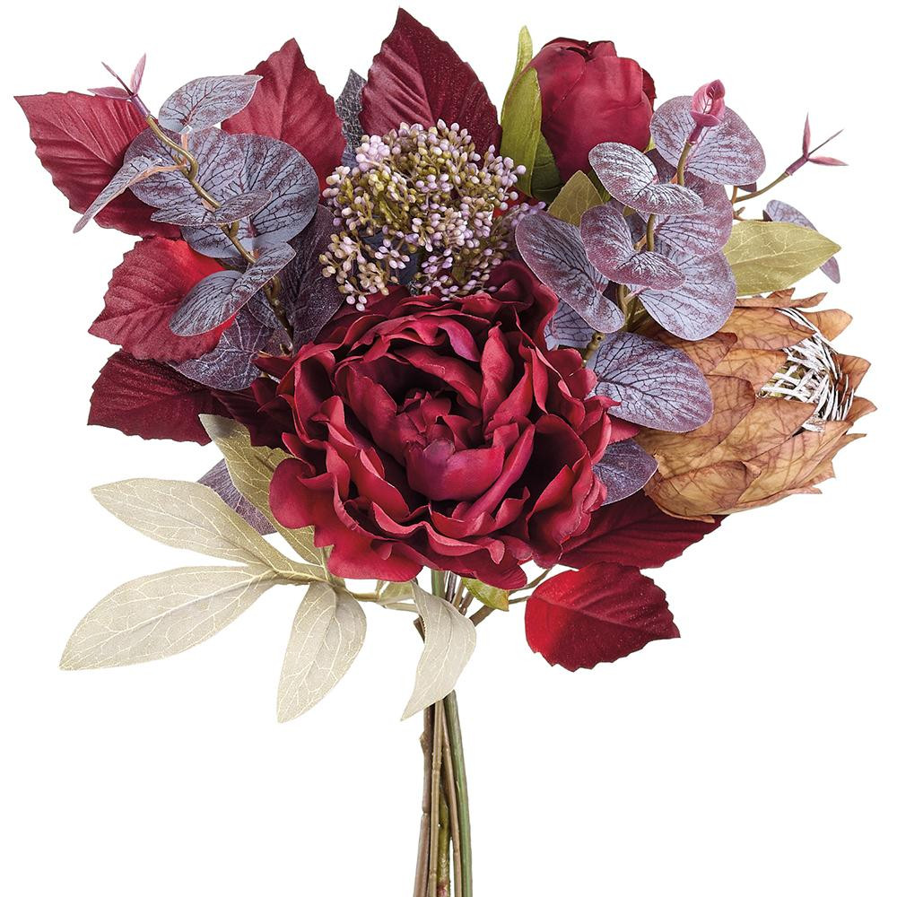 Real Touch Red Peony Flowers Bundle 14