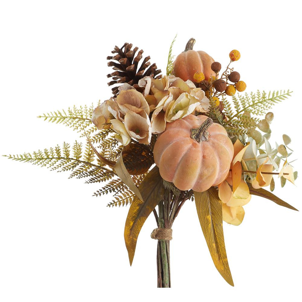 Orange Pumpkin & Hydrangea Fall Floral Bouquet 12.5" | The Shops at Colonial Williamsburg