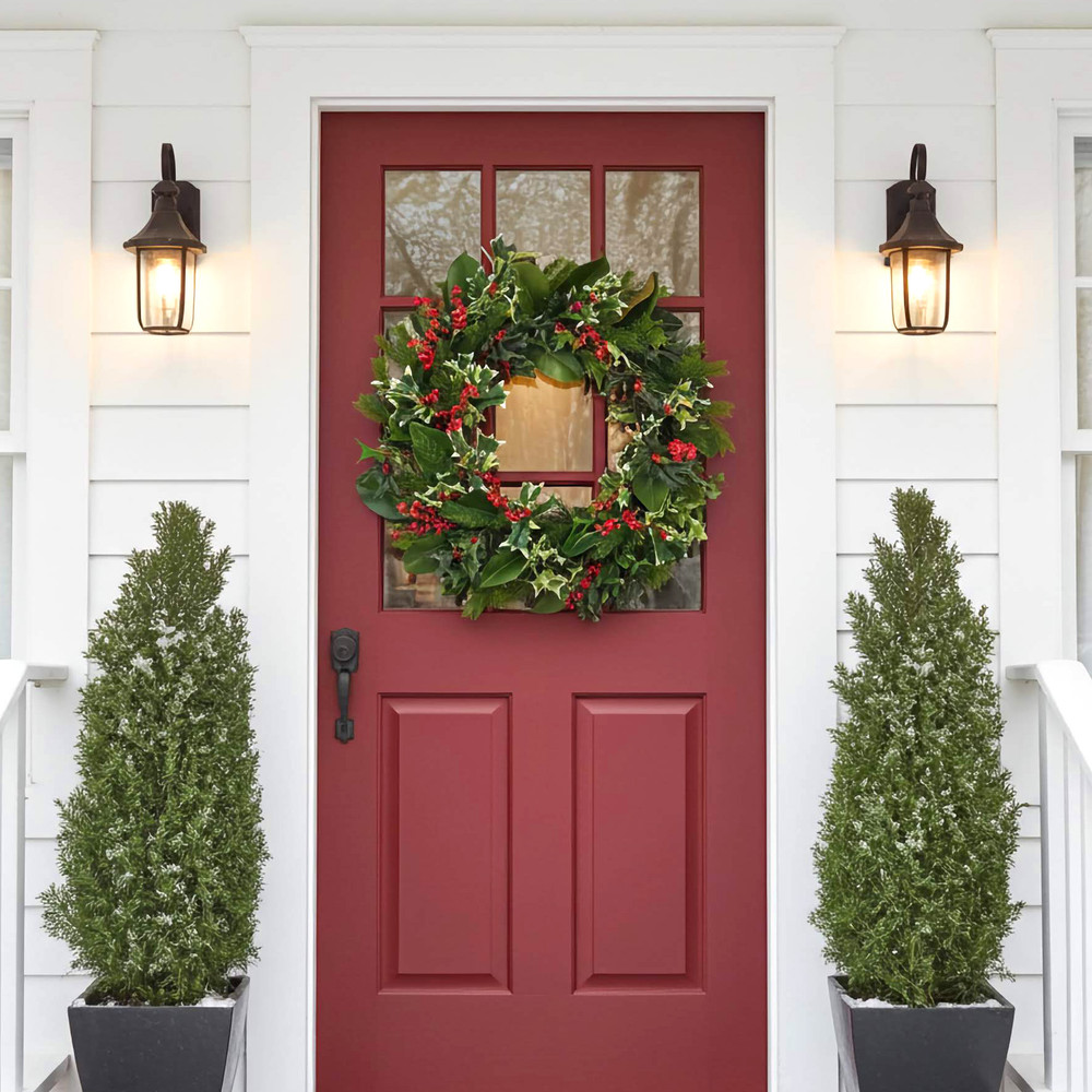 Green Holly & Berries Holiday Wreath 24
