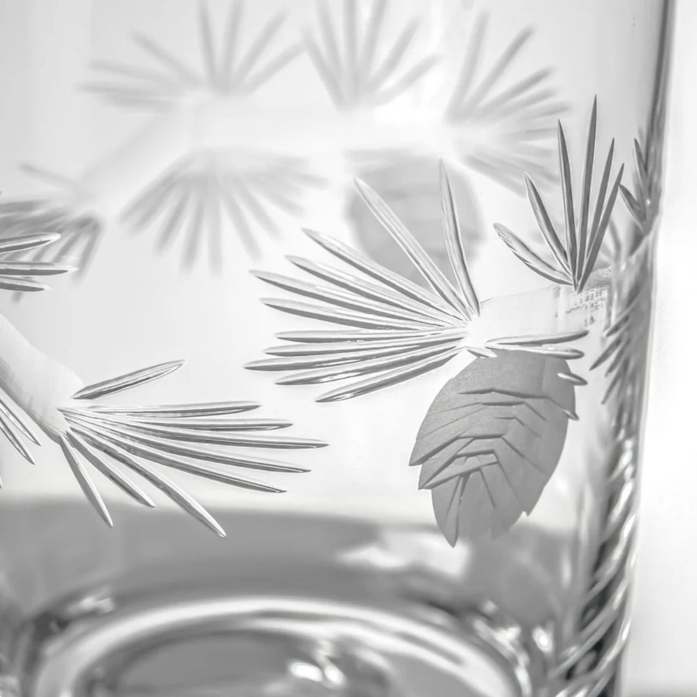 Icy Pine Etched Double Old Fashioned Glass 13 Oz