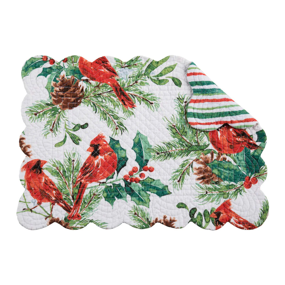 Delwyn Cardinal Quilted Holiday Placemat - Rectangular | The Shops at Colonial Williamsburg