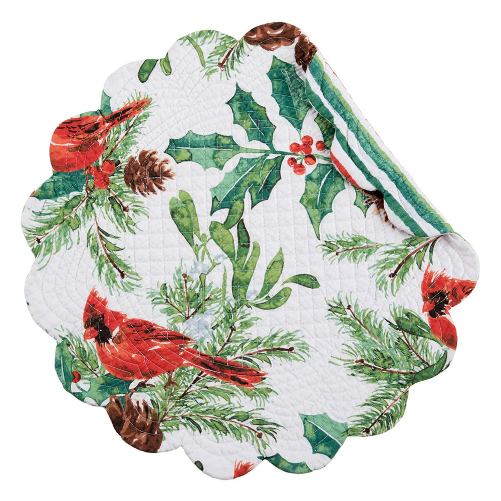 Delwyn Cardinal Quilted Holiday Placemat - Round | The Shops at Colonial Williamsburg