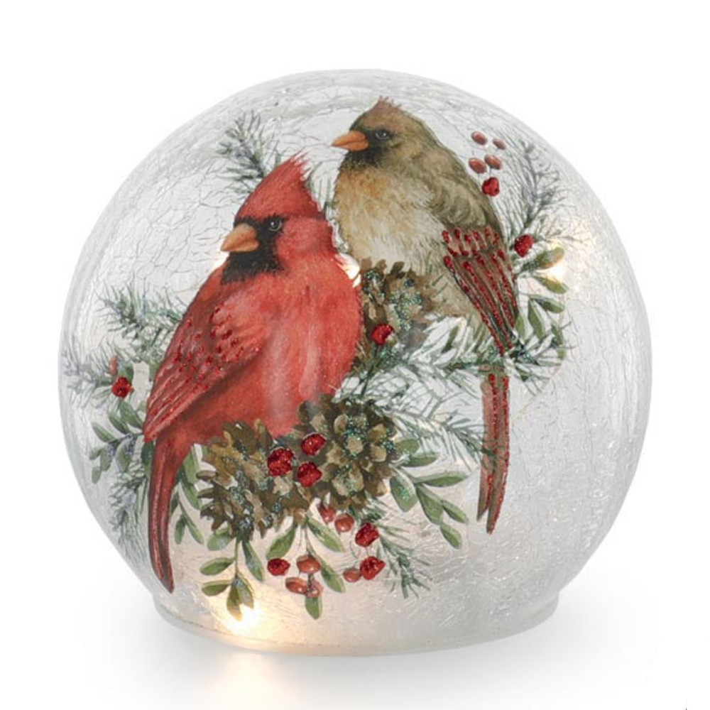 Winter Cardinals Light-Up Glass Globe Holiday Decoration | The Shops at Colonial Williamsburg