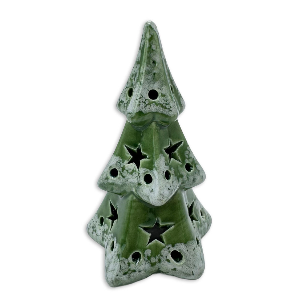 Green Ceramic LED Light-Up Christmas Tree 4.75