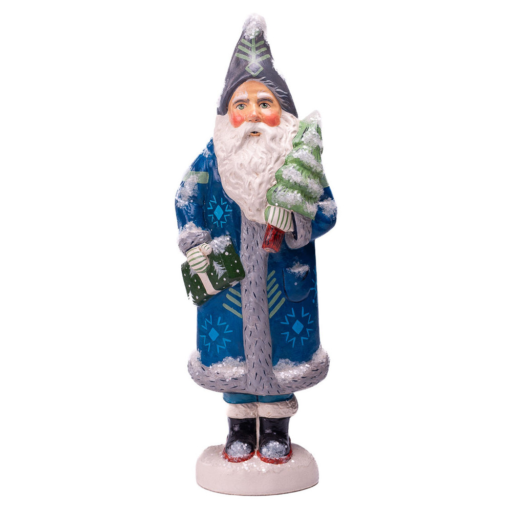 Vaillancourt Chalkware Red Santa with Basket & Trees