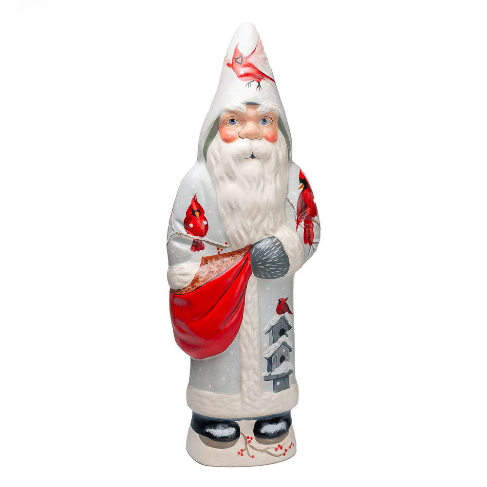 Vaillancourt Chalkware Snowy Cardinal Birdhouse Santa | The Shops at Colonial Williamsburg