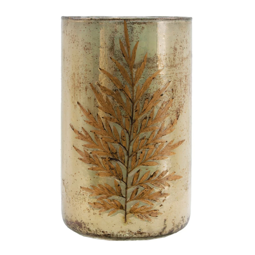 Mercury Glass Vase with Embedded Silver Oak Leaves | The Shops at Colonial Williamsburg