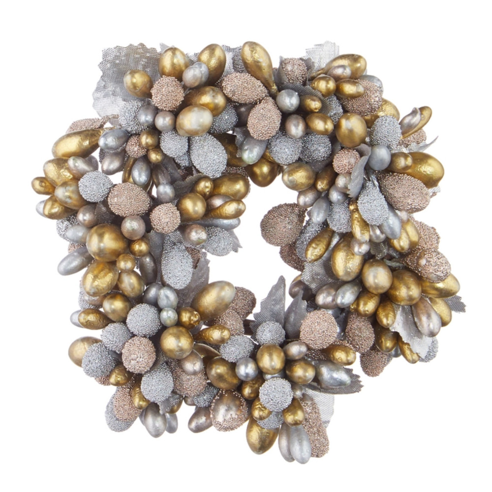 Silver & Gold Beaded Berry Votive Candle Ring 4.5" | The Shops at Colonial Williamsburg