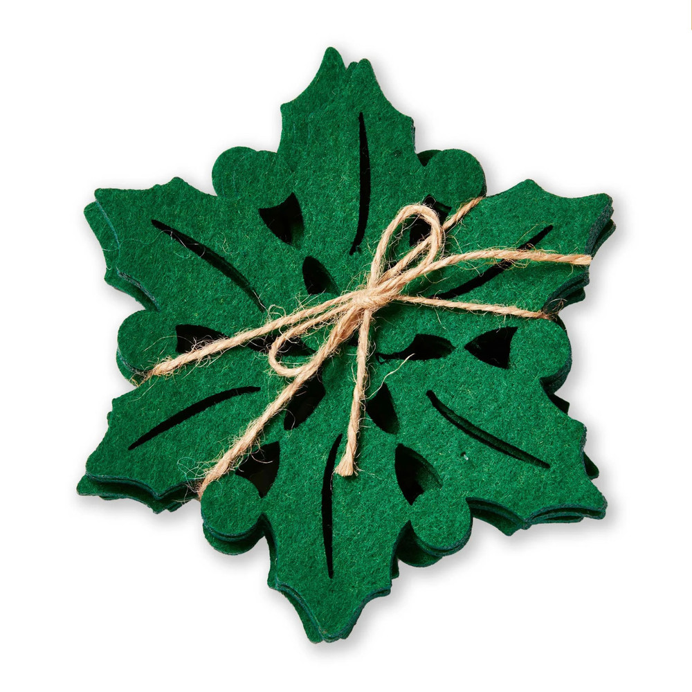 Green Holly Felt Coasters, Set of 4 | The Shops at Colonial Williamsburg