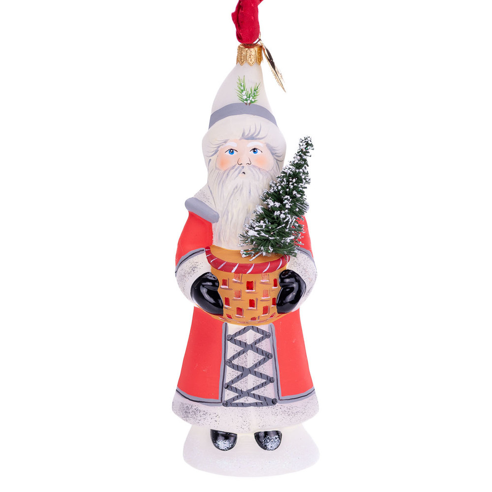 Vaillancourt Chalkware Red Santa with Basket & Trees