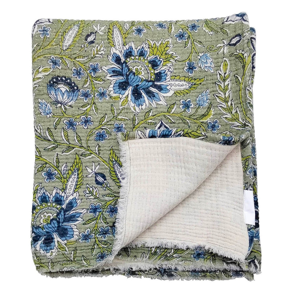 Williamsburg Plumbago Botanical Print Throw - Thumbnail 2