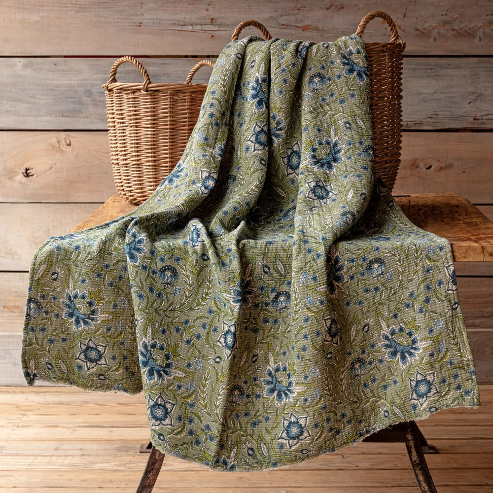 Williamsburg Plumbago Botanical Print Throw