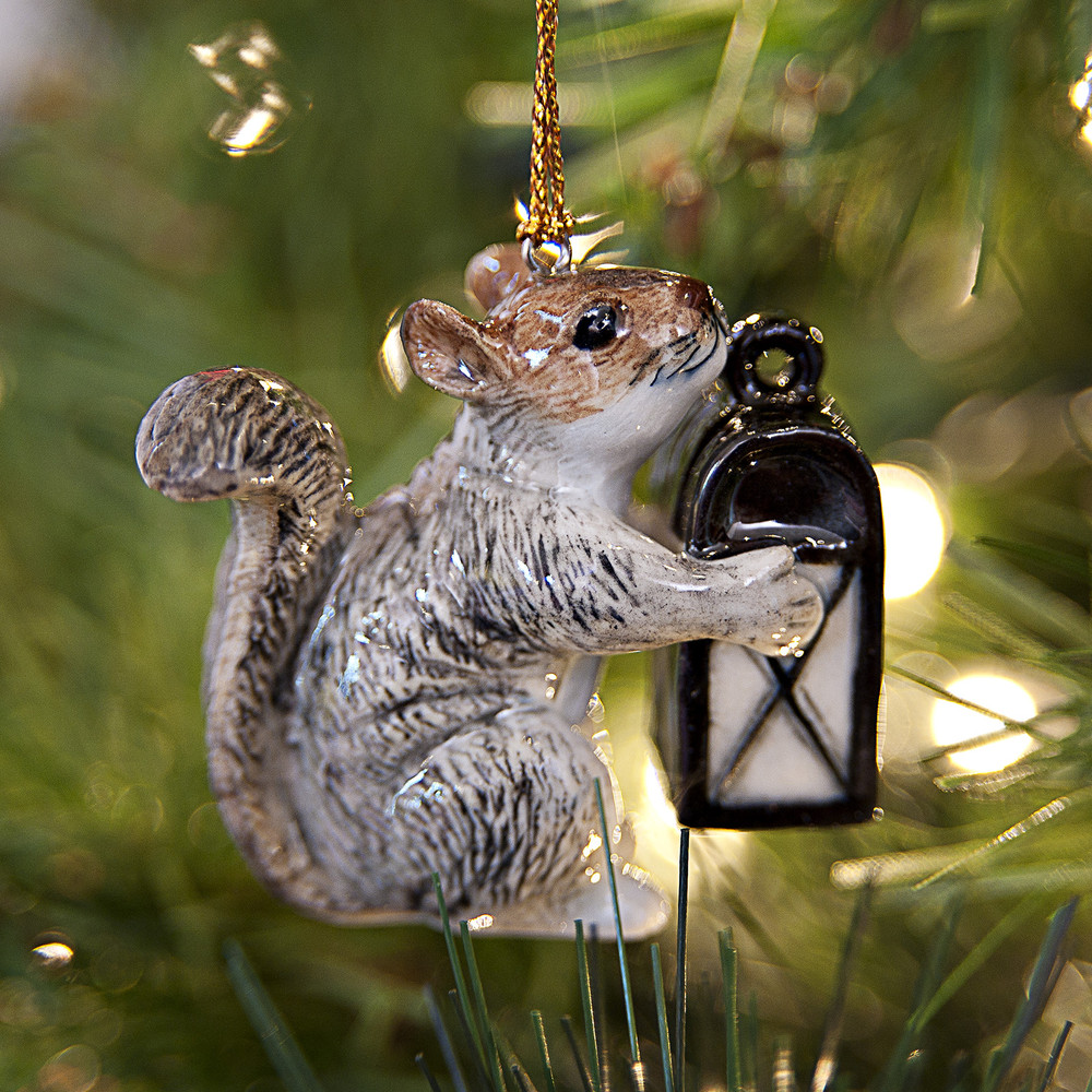 Squirrel with Lantern Porcelain Christmas Ornament | The Shops at Colonial Williamsburg