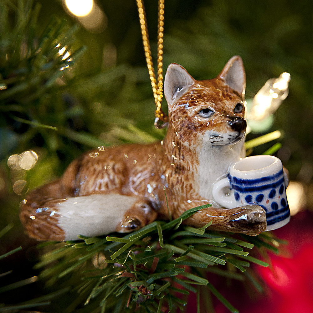 Fox with Tavern Mug Porcelain Christmas Ornament | The Shops at Colonial Williamsburg