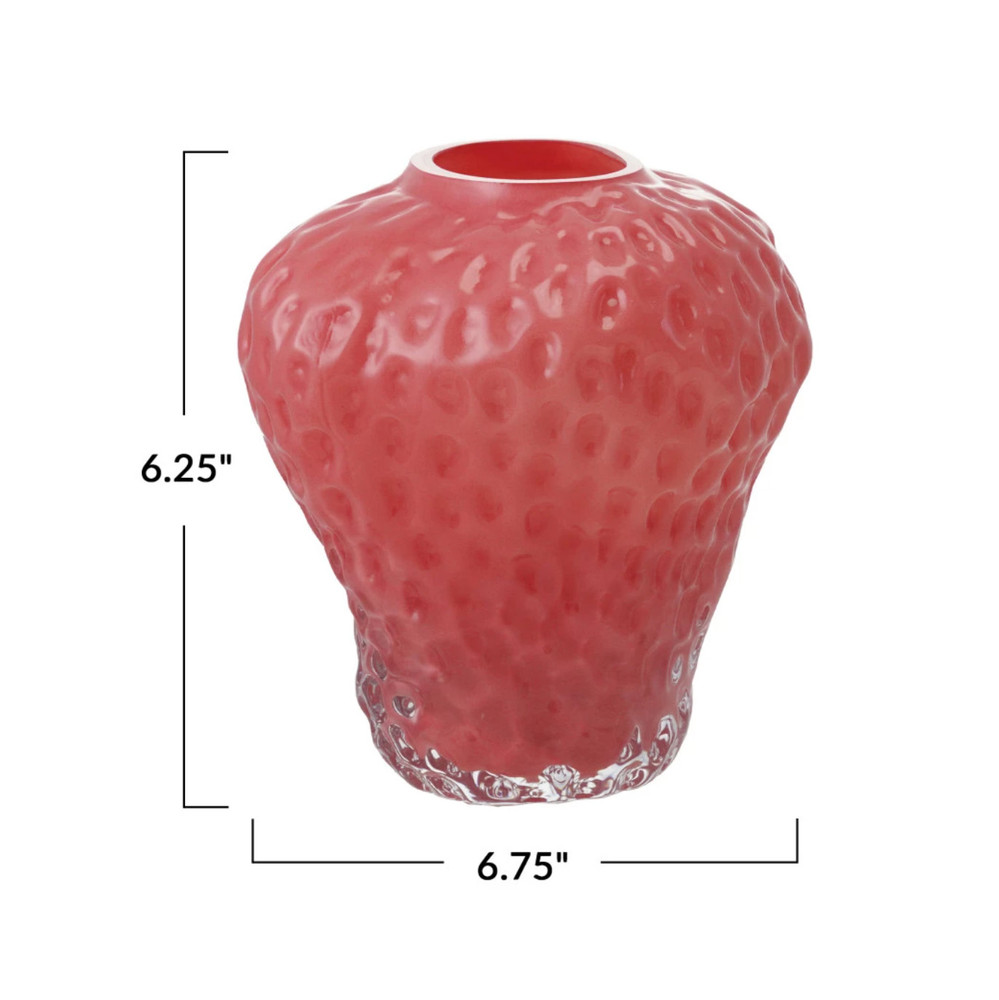 Pink Strawberry Glass Flower Vase
