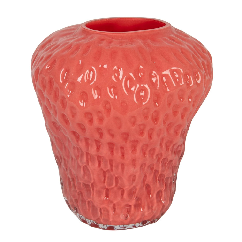 Pink Strawberry Glass Flower Vase