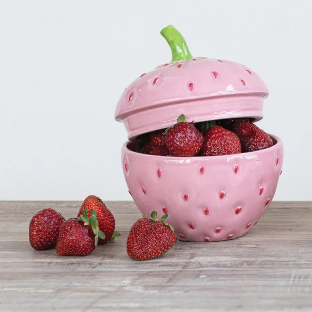 Pink Strawberry Glass Flower Vase